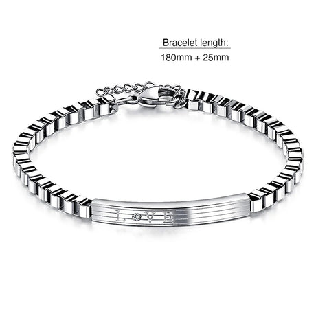 Bullion Gold Love Box Chain Bracelet White Gold