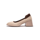 Vintage Square Toe Mary Jane Pumps - Nude