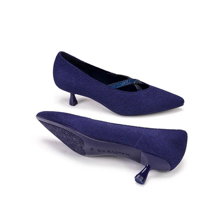 Countess Cross-Strap Kitten Heels - Navy