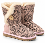 Australian Leather Ugg 1Button Floral Short - Pink - AU4