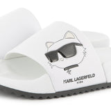 Karl Lagerfeld Girls Fete Musique D3 Aqua Slides - White