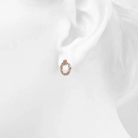Krystal Couture Rose Gold Dazzling Pave Set Open Circle Stud Earrings Embellished with Swarovski Crystals