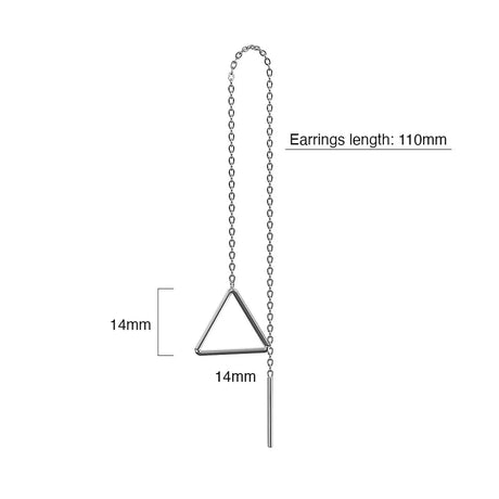 Solid 925 Sterling Silver Triangle Threader Earrings
