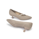 Countess Cross-Strap Kitten Heels - Sand
