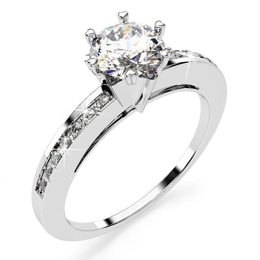 Solid 925 Sterling Silver Simulated Diamond Ring