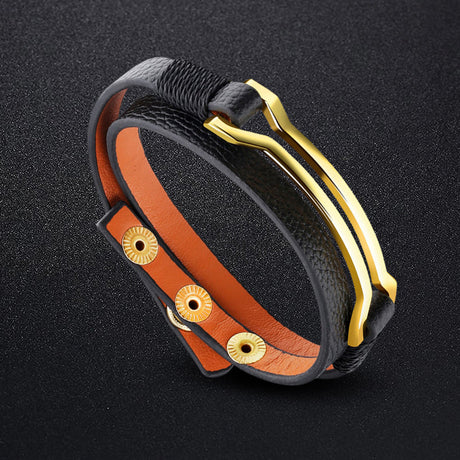 Border Leather Wrap Bracelet