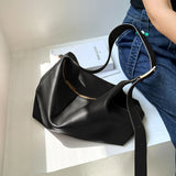 Nalandu Soft Leather Slouch Shoulder Hobo Bag - Black