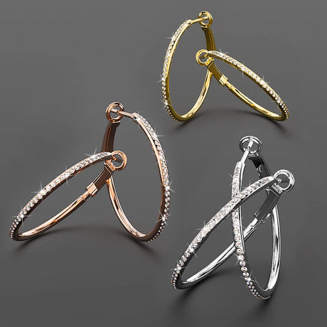 Krystal Couture Endless Hoop Earrings Embellished with SWAROVSKI Crystals in White Gold