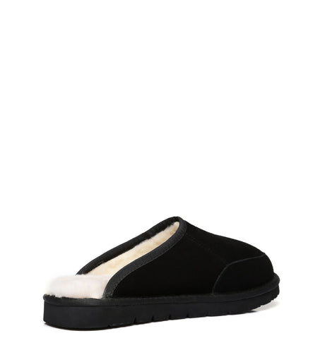 Men Bred Cow Suede Slipper in Black