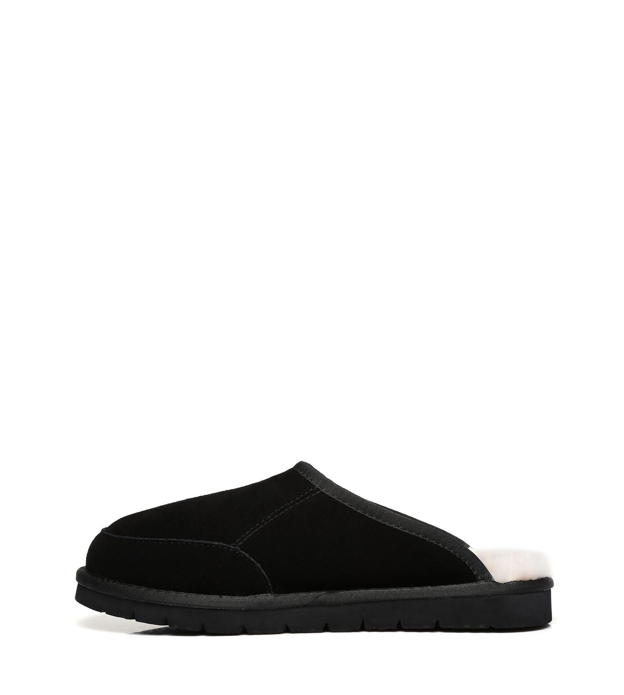 Men Bred Cow Suede Slipper in Black