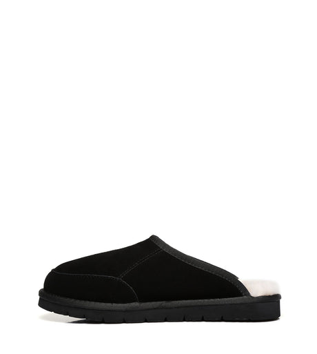 Men Bred Cow Suede Slipper in Black
