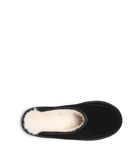 Men Bred Cow Suede Slipper in Black