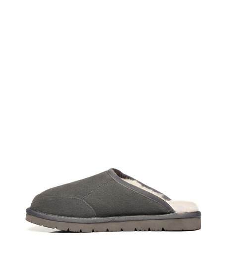 Men Bred Cow Suede Slipper in Grey