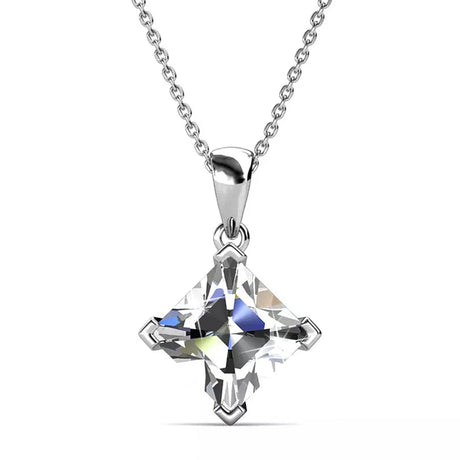 Krystal Couture Square-Cut Pendant Necklace Embellished with SWAROVSKI Crystals in White Gold