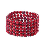 Bracelet 5 Rows of Real Freshwater Pearls - Cherry - Longueur 18 cm