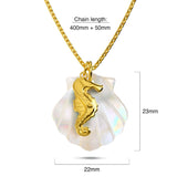 Bullion Gold Pearl Shell & Gold Seahorse Necklace