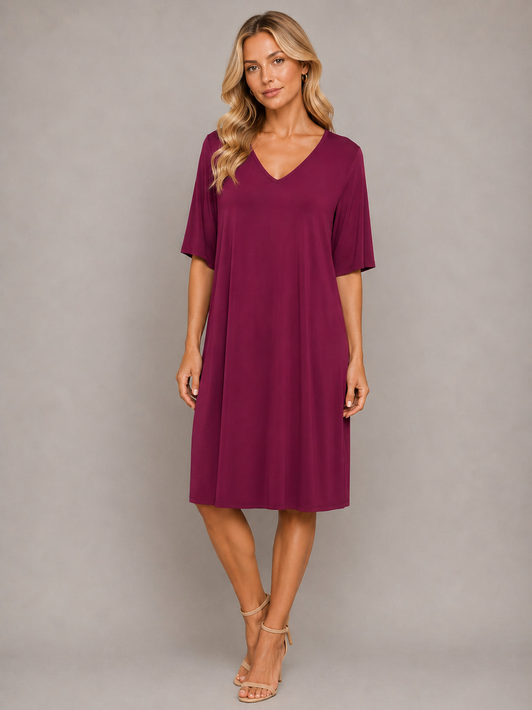 Worship Women's loose v-neck Dress - Purple
