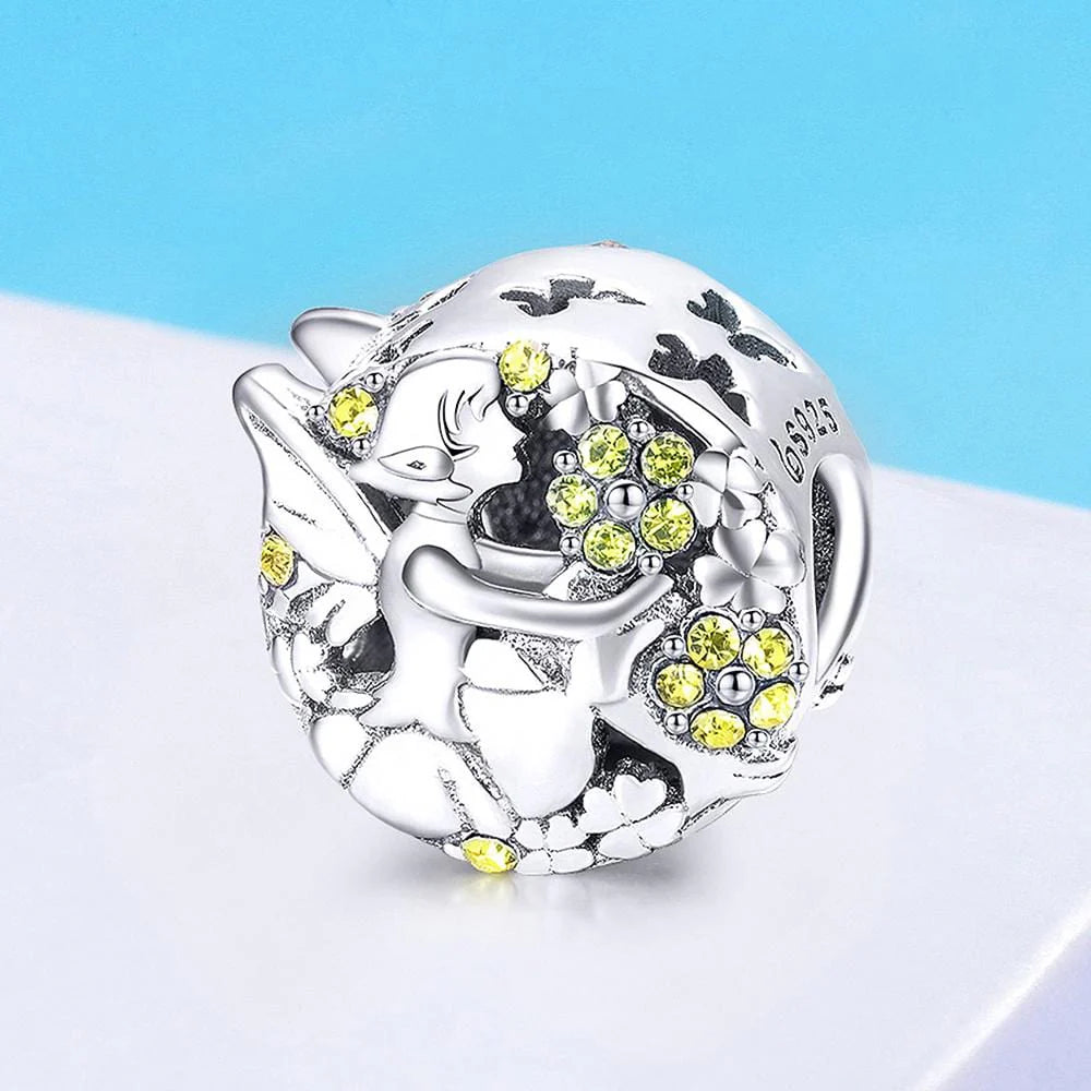 Solid 925 Sterling Silver Flower Fairy Pandora Inspired Charm