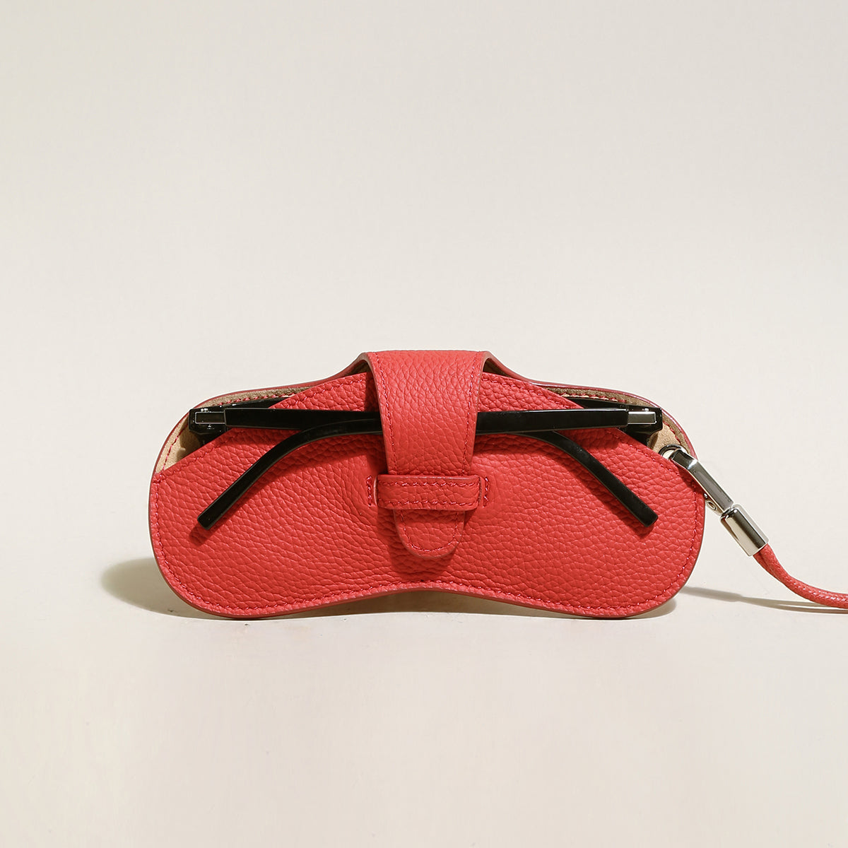 Leather Sunglasses Wrist Pouch - Red