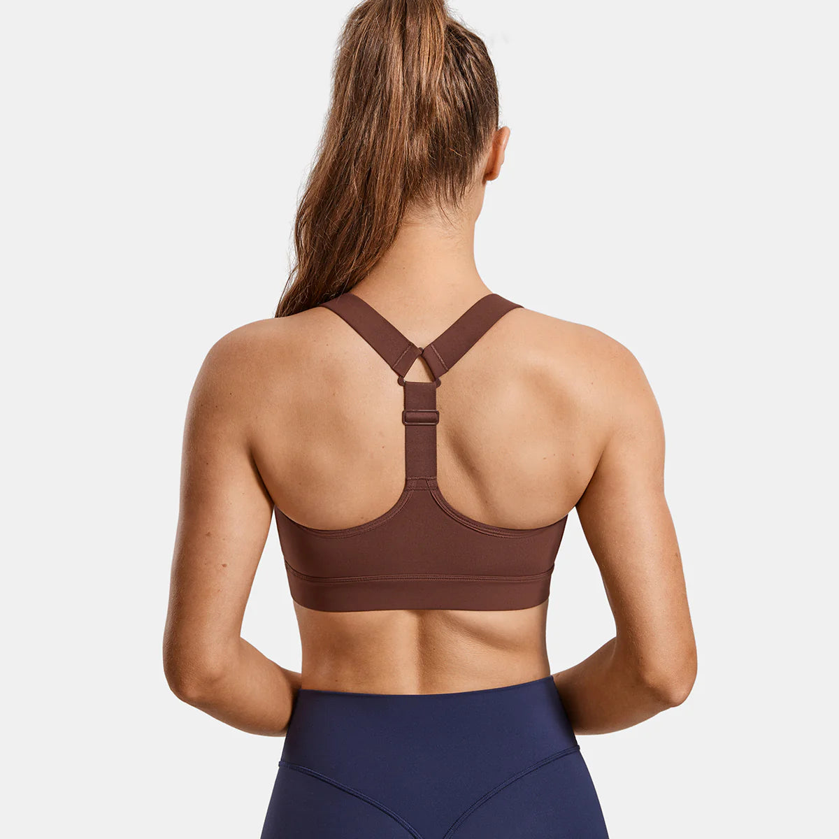 Power On Racerback High Impact Adjustable Padded Wireless Bra - Brown