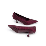 Cocktail Rhinestone Kitten Heels - Wine