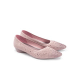 Rhinestone Gradient Knit Pointed Toe Wedge Flats - Mauve