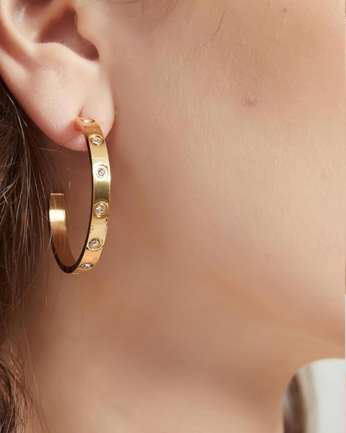 Liv Oliver 18K Gold Plated Classic Cz Hoop Earrings