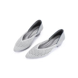 Open Weave Pointed Toe Wedge Work Shoes - Grey