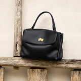 Nalandu Elegant Leather Satchel Bag - Black