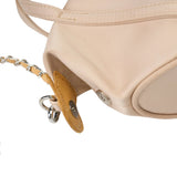 BAMEI Mini Triacetate Satin Boston Bag with Leather Chain Strap - Nude