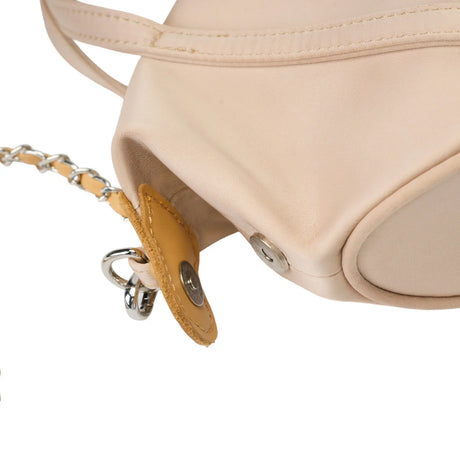 BAMEI Mini Triacetate Satin Boston Bag with Leather Chain Strap - Nude