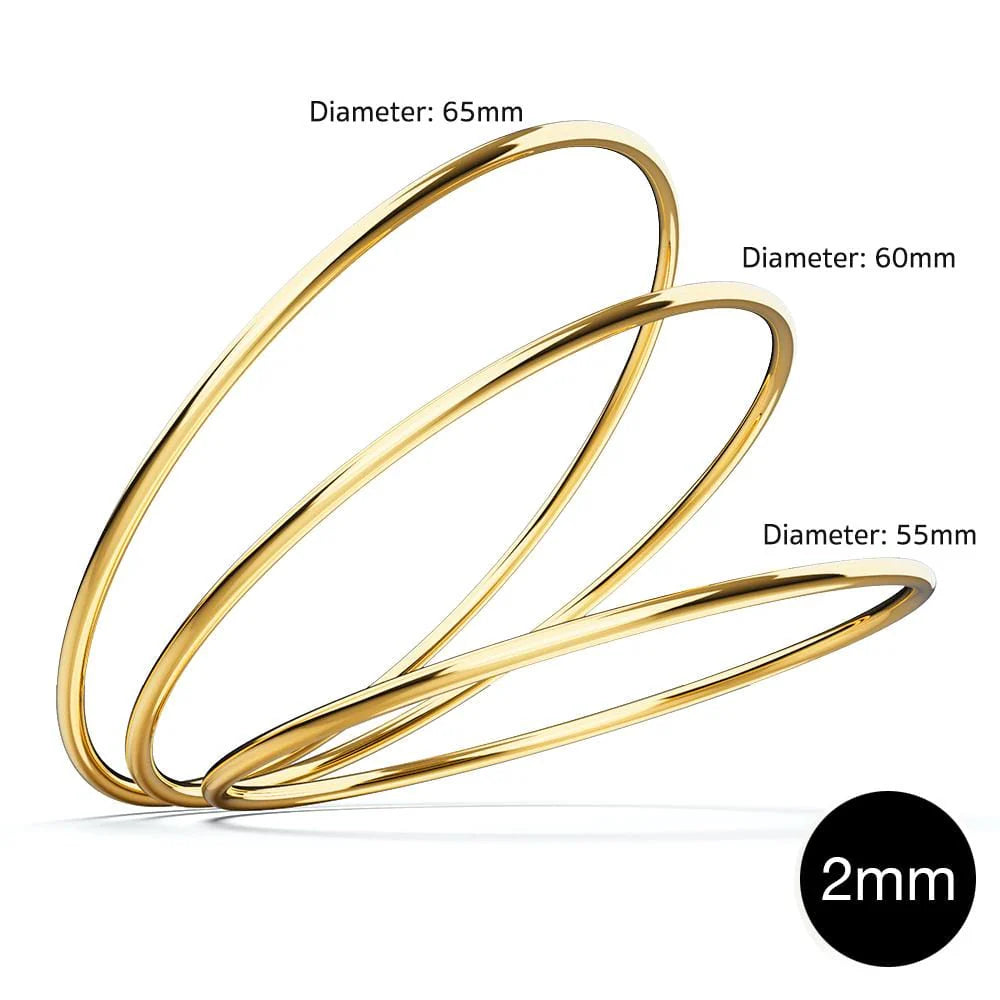 Bullion Gold Solid Golf Bangle 2mm Gold Layered