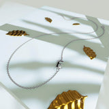 Bullion Gold Bold Alphabet Letter Initial Charm Necklace in White Gold Tone