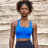 Power On Racerback High Impact Adjustable Padded Wireless Bra - Blue