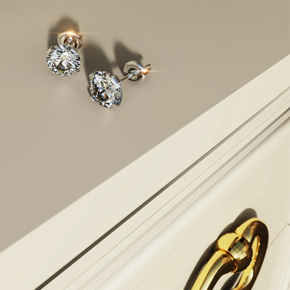 Solid 925 Sterling Silver Prong Crystal Studs 6mm