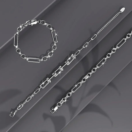 Bullion Gold Roxanne Oval Link Paperclip Chain White Gold Bracelet