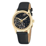 Ted Baker Womens Coolly Gold-Tone Black Leather Watch