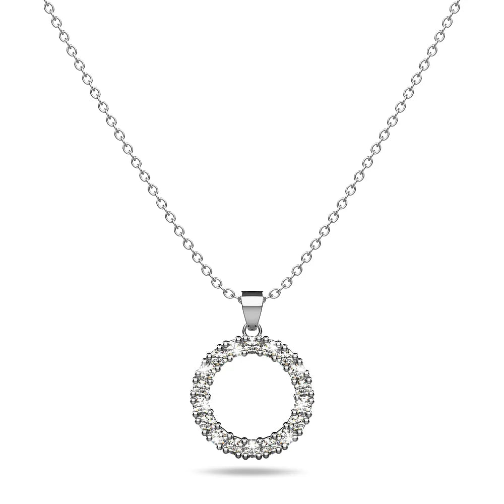 Crystal Halo Silver Necklace