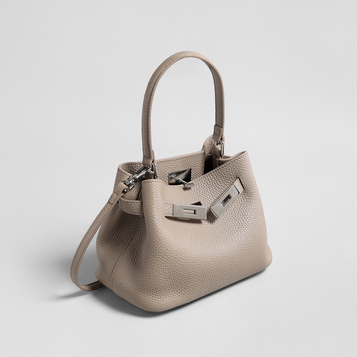 Togo Leather Mini Bucket Handbag - Taupe