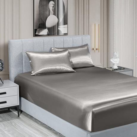 Royal Comfort 3pc Satin Sheet Set - Charcoal - King