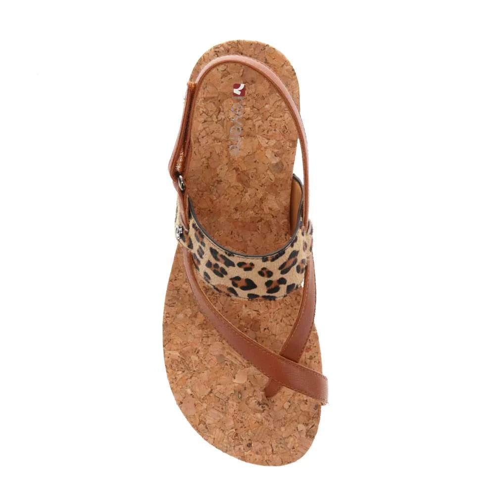 Revere Honolulu Back Strap Wedge - Cognac/Leopard