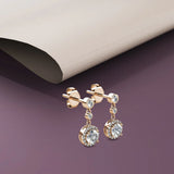 Krystal Couture Lavish Champagne Gold Modern Drop Earrings Embellished with SWAROVSKI Crystals
