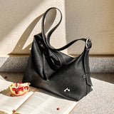Nalandu Vintage Slouchy Leather Shoulder Bag - Black