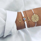 Bohemian 4-Piece Charm Bead Bracelet Set