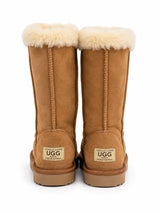 Australian Leather Ugg Tall Fur Cuff Lace Up - Chestnut - AU5
