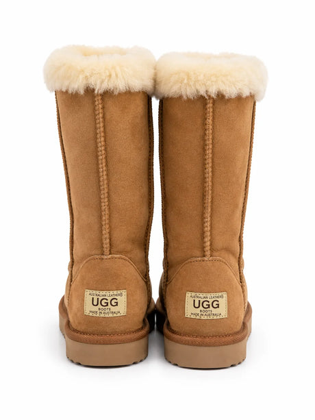 Australian Leather Ugg Tall Fur Cuff Lace Up - Chestnut - AU5