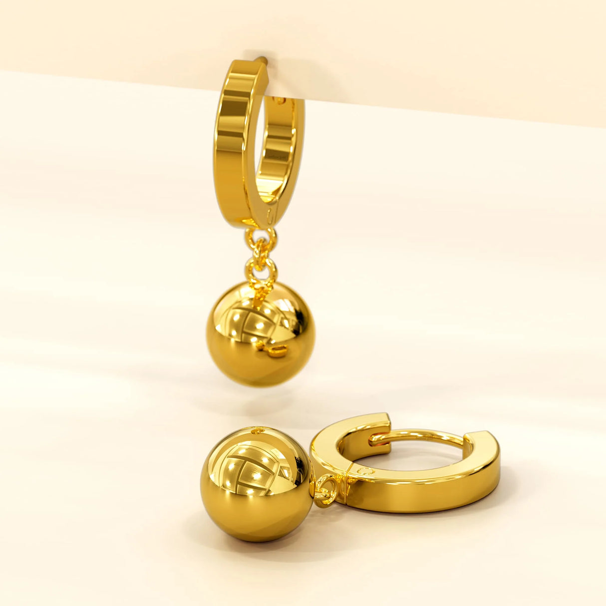 Bullion Gold Brilliant Ball Huggie Earrings