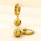 Bullion Gold Brilliant Ball Huggie Earrings