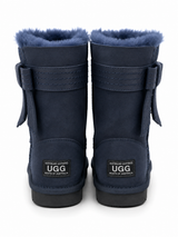 Australian Leather Ugg Mid Calf Bow Short - Navy - AU6