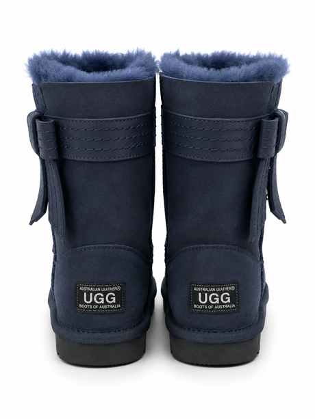 Australian Leather Ugg Mid Calf Bow Short - Navy - AU6